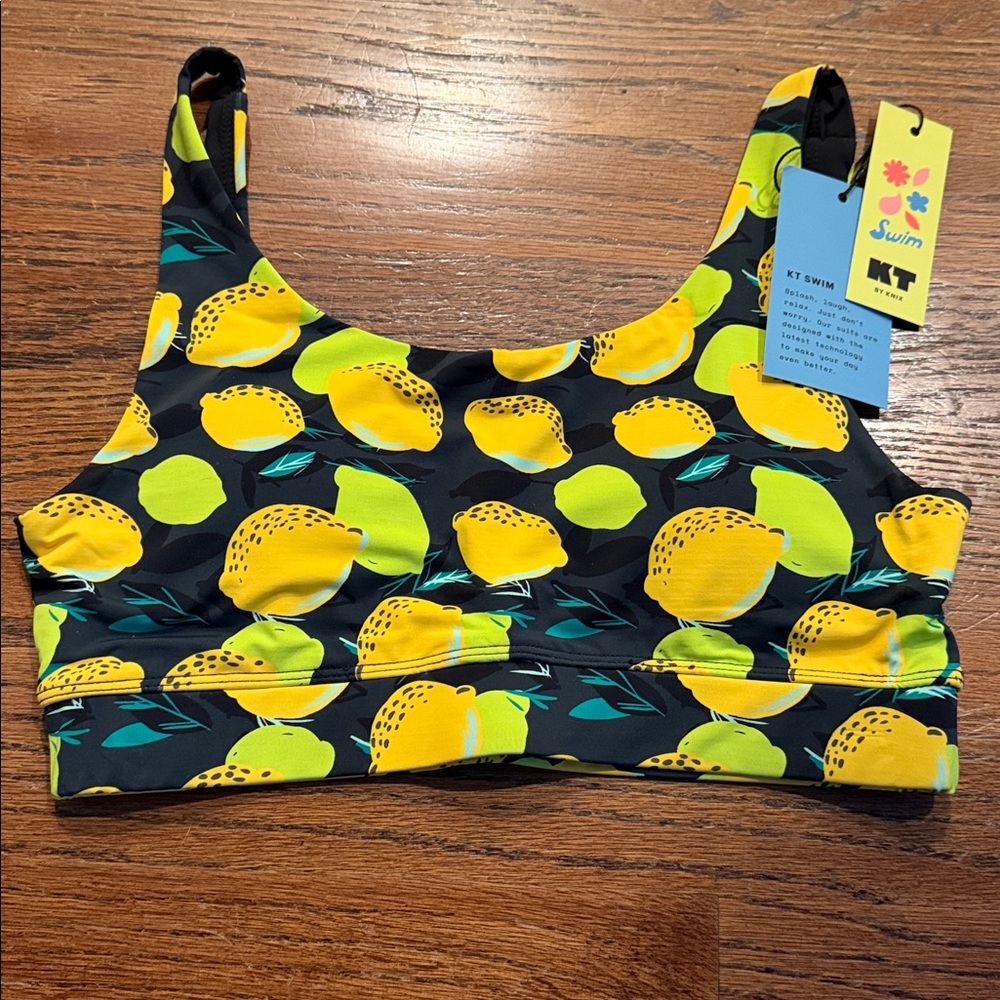 Knix Teen Swim scoop neck Bikini Top - Lemon Lime sz medium new with tags